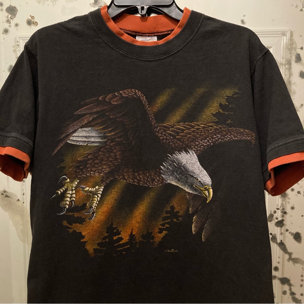 Vintage 90s Eagle Wildlife Hazelwoods 1993 Ringer Tee